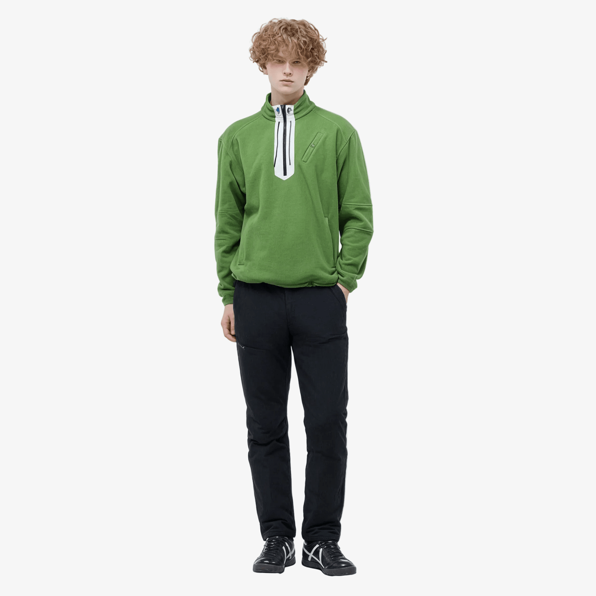 Men's Fleece Mockneck Pullover - green - Erthe Golf