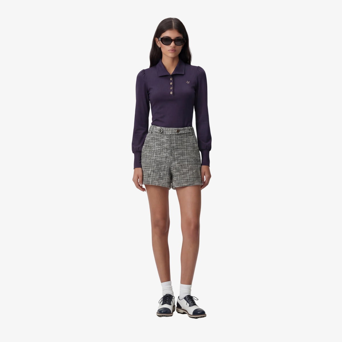Women's Tweed Shorts - Navy - Erthe Golf