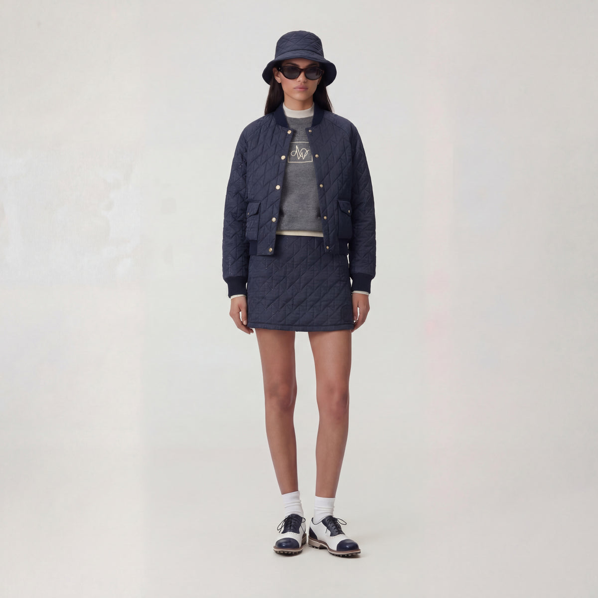 Women's Houndtooth Quilting Skirt - Navy - Erthe Golf