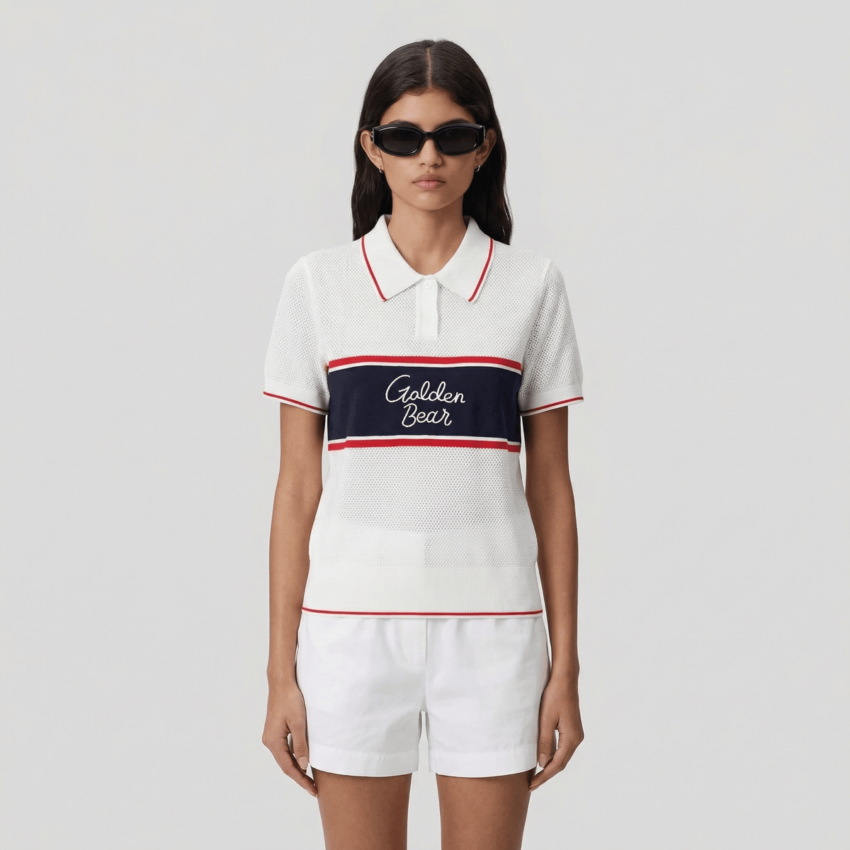 Women's Embroidered Polo Shirt - White - Erthe Golf