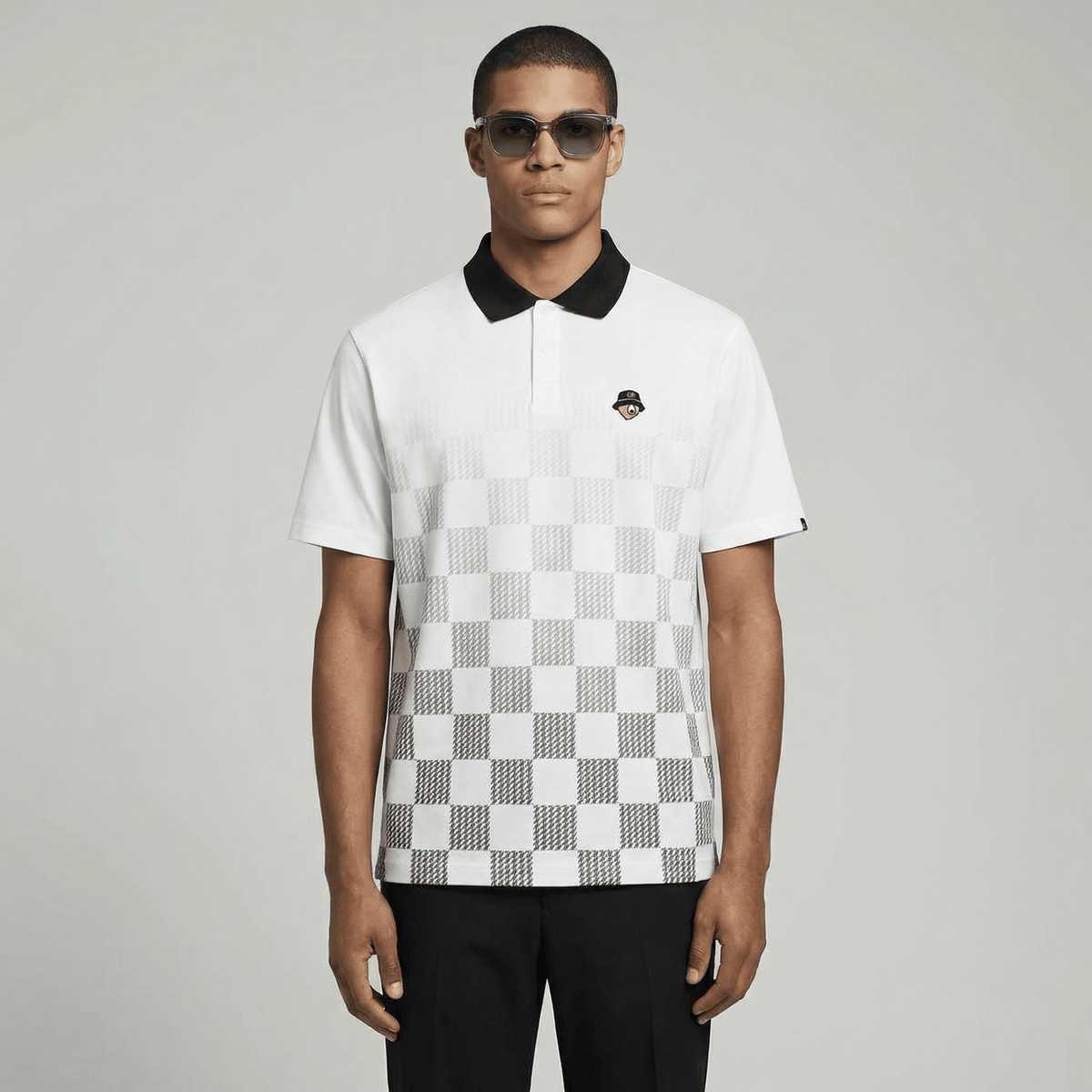 Men's Printed Polo Shirt - White - Erthe Golf