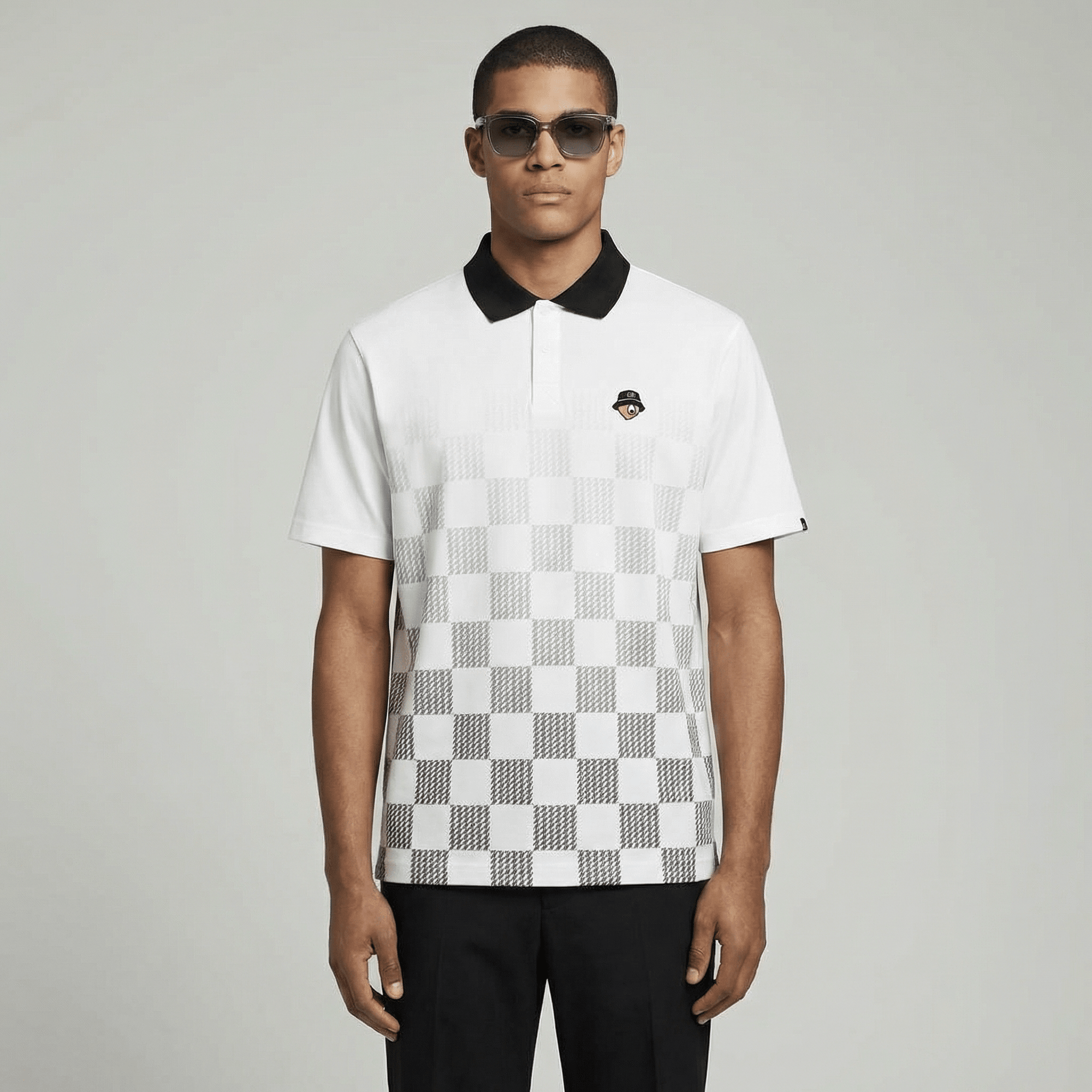 Men's Printed Polo Shirt - White - Erthe Golf