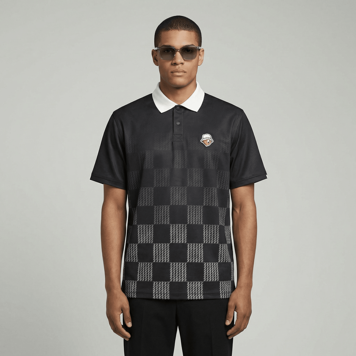 Men's Printed Polo Shirt - Black - Erthe Golf