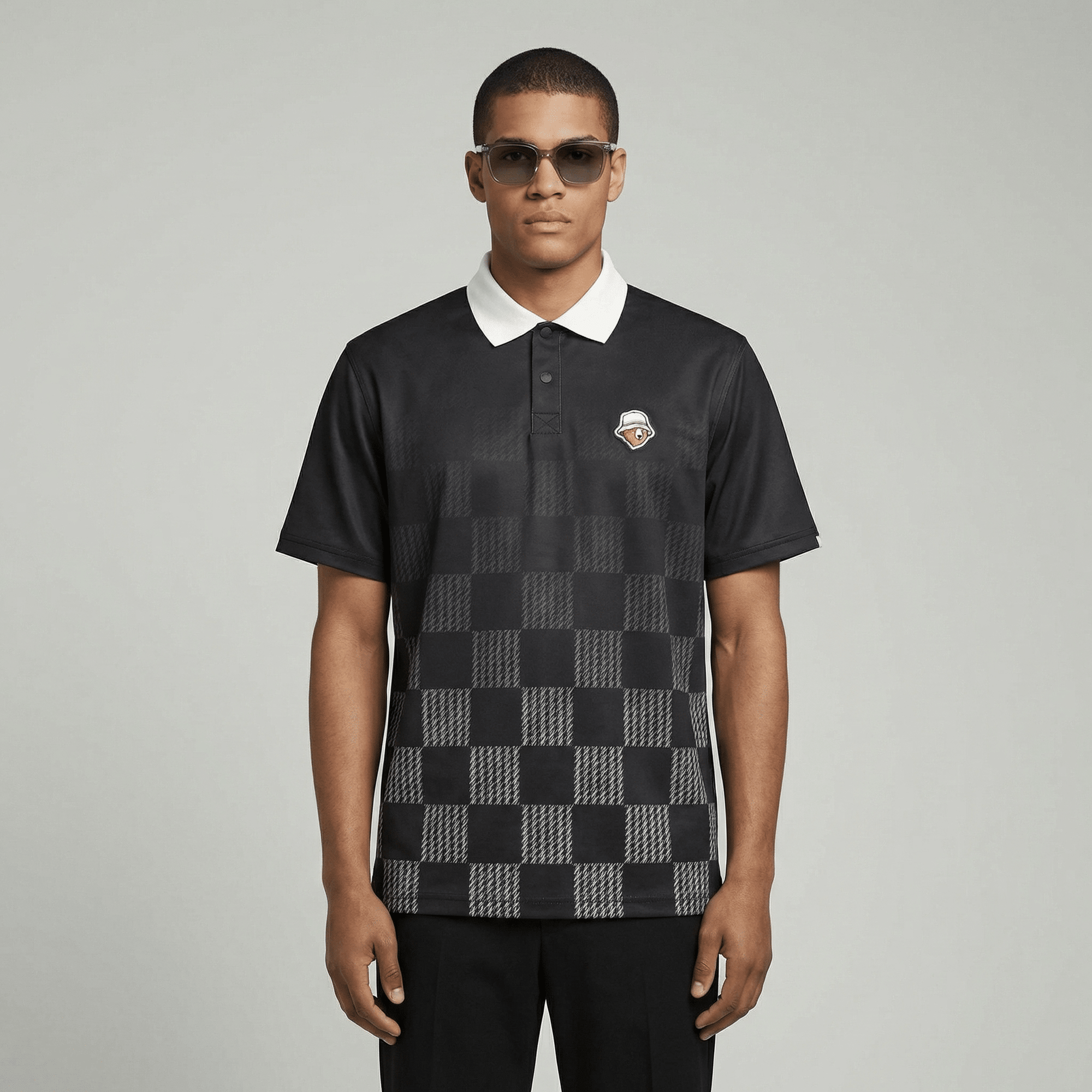 Men's Printed Polo Shirt - Black - Erthe Golf
