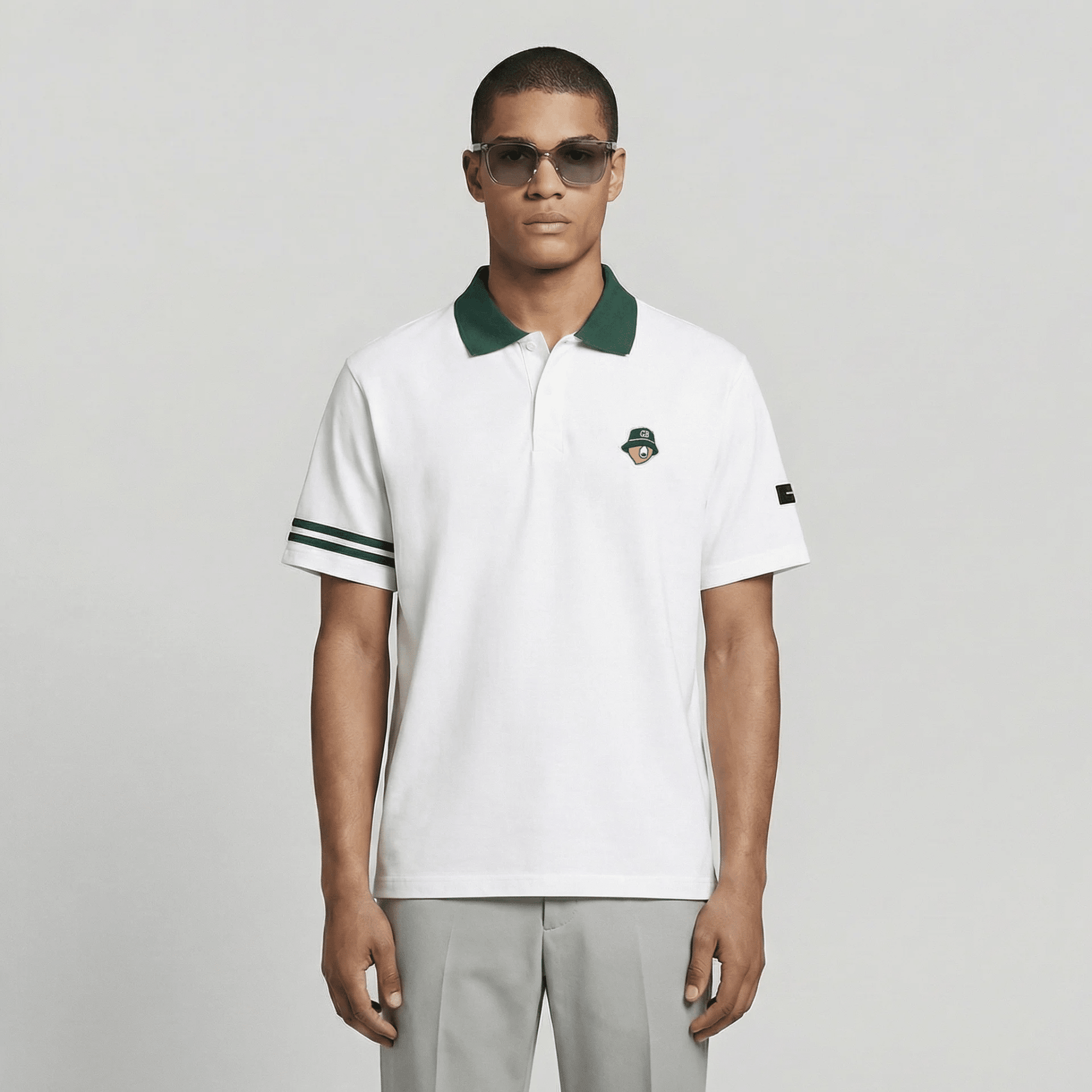 Men's Pique Polo Shirt - White - Erthe Golf
