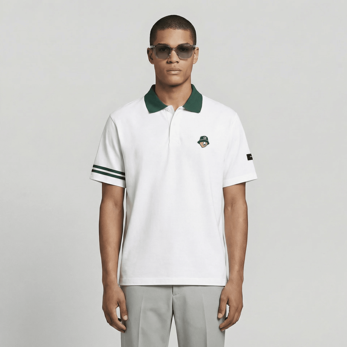 Men's Pique Polo Shirt - White - Erthe Golf