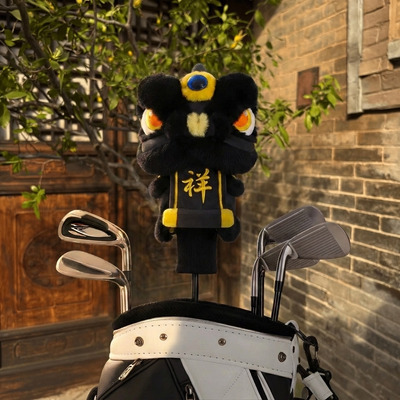 Lion Dance 3-Wood Headcover - Black And Gold