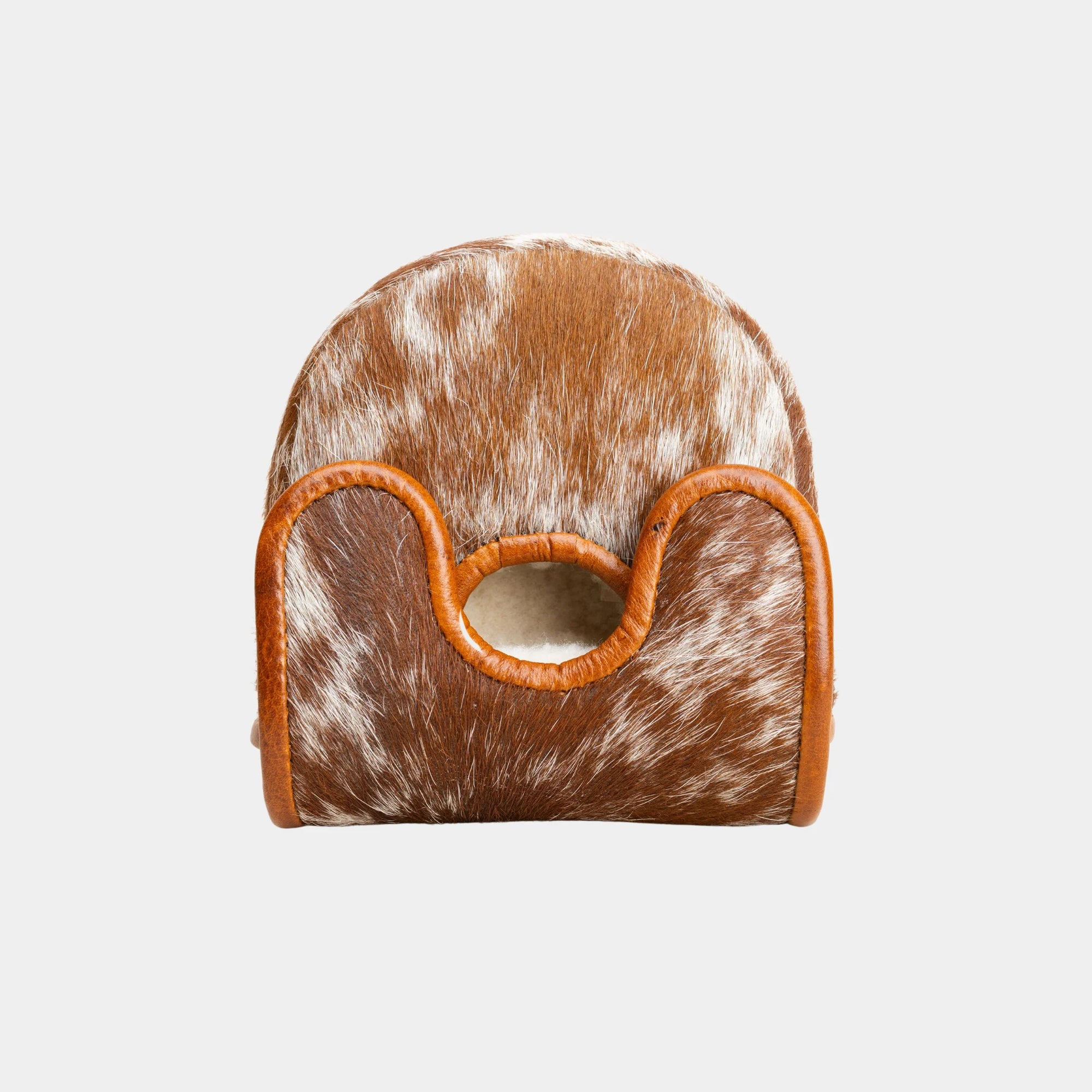 Lahorna Center DF3 Putter Cover - Brown Cowhide Golf Headcover, Front View