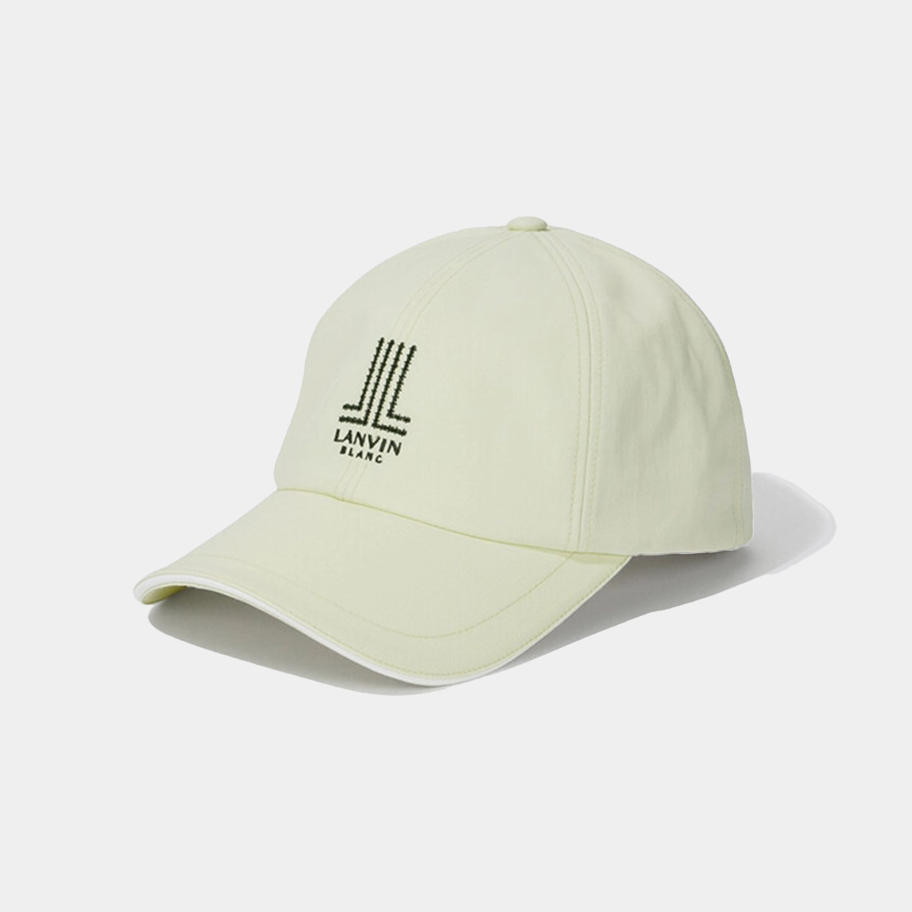 Light green baseball cap with a logo on a white background