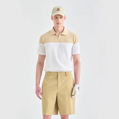Men's Half-Zip Collar Knit Polo - Off White - Erthe Golf