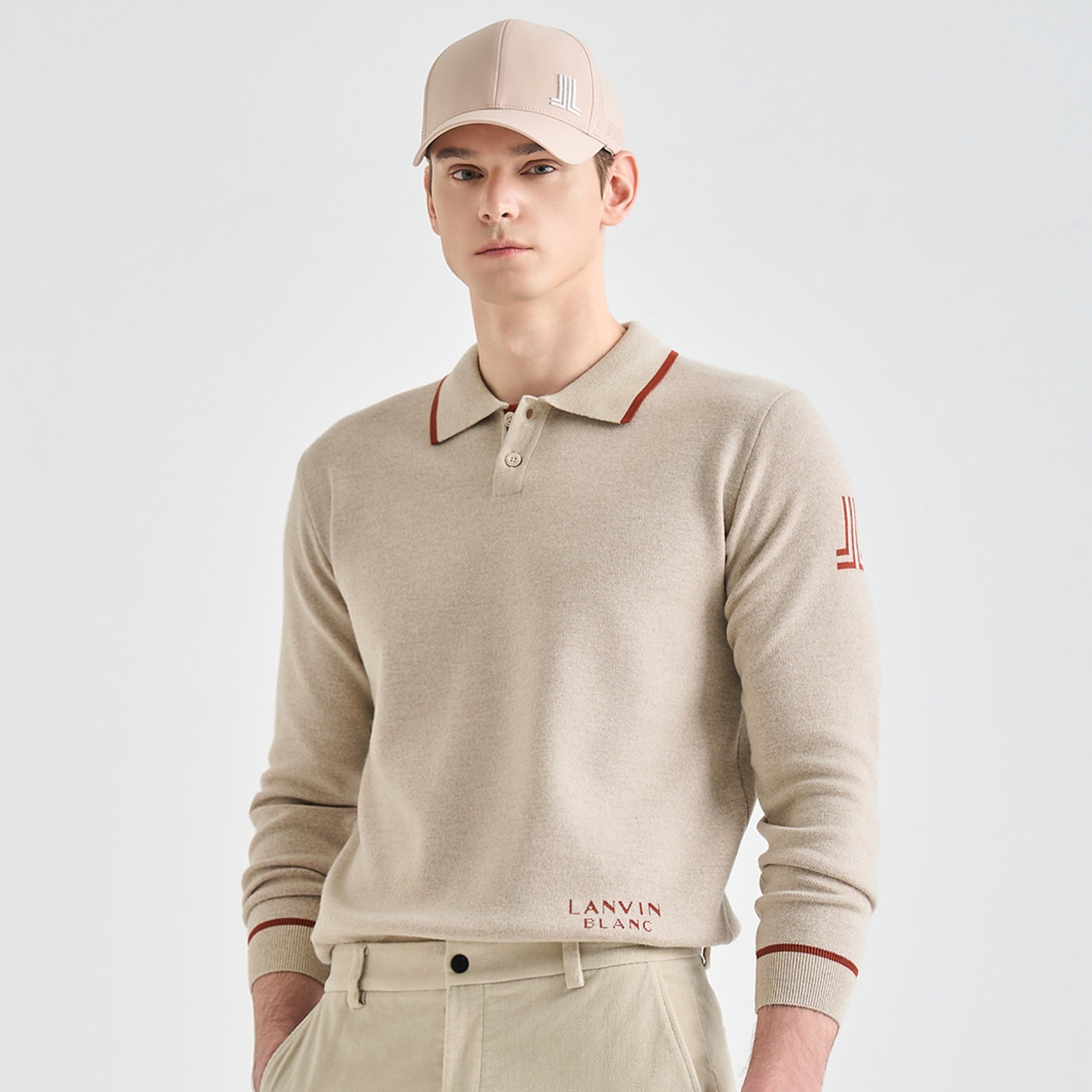 Men's Knit Top - Light Beige - Erthe Golf