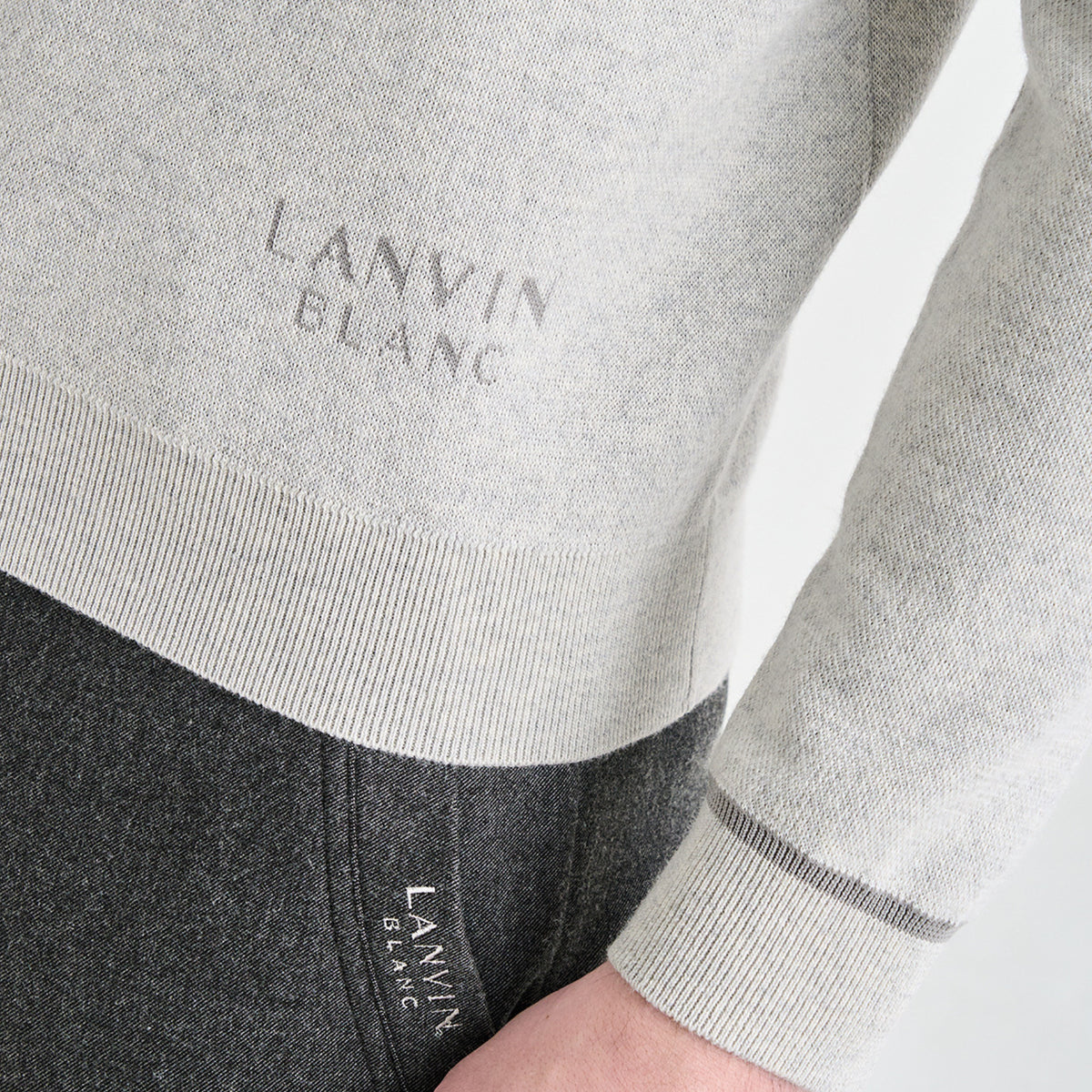 Men's Knit Top - White Grey - Erthe Golf