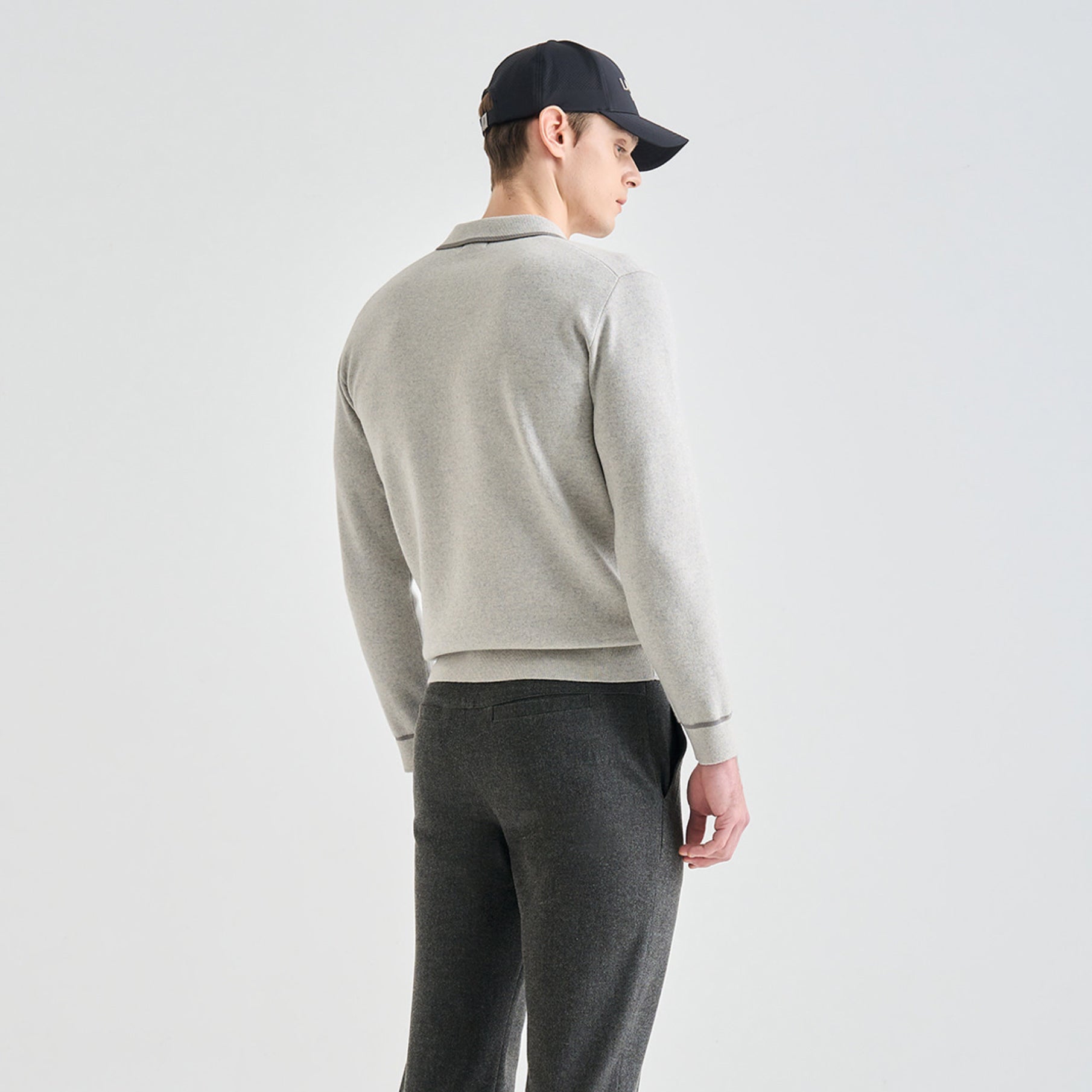 Men's Knit Top - White Grey - Erthe Golf