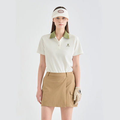 Women's Colorblock Polo - Off White - Erthe Golf