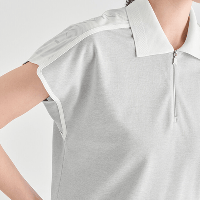Women's Mesh Panel Polo - Grey - Erthe Golf