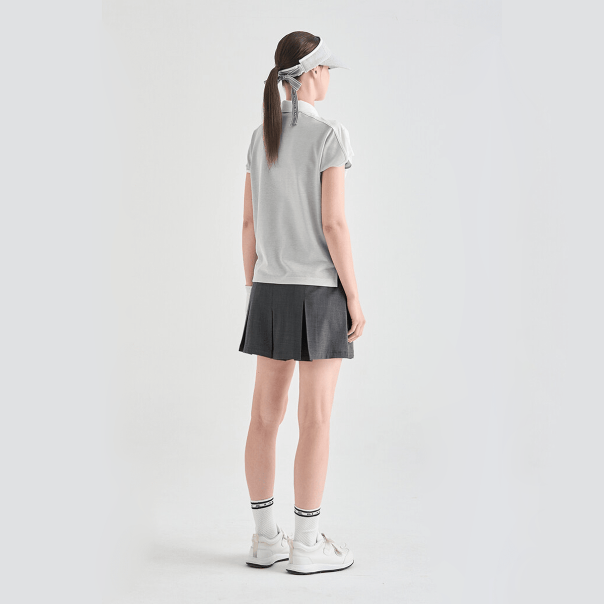 Women's Mesh Panel Polo - Grey - Erthe Golf