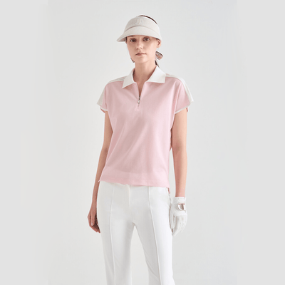 Women's Mesh Panel Polo - Light Pink - Erthe Golf