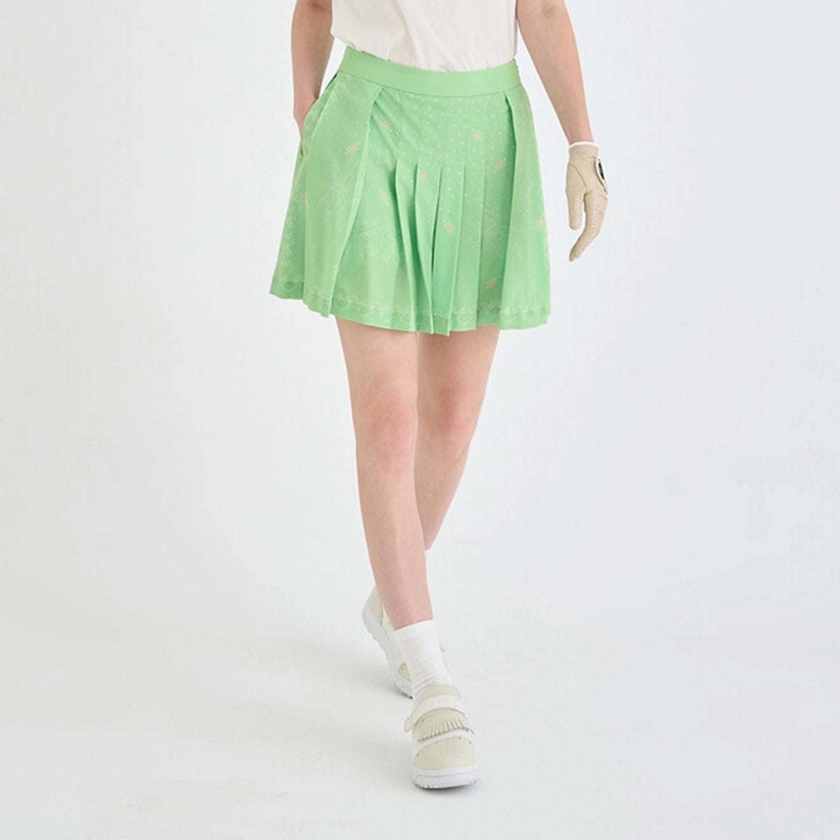 Women's Pleated Mini Skirt - Light Green - Erthe Golf