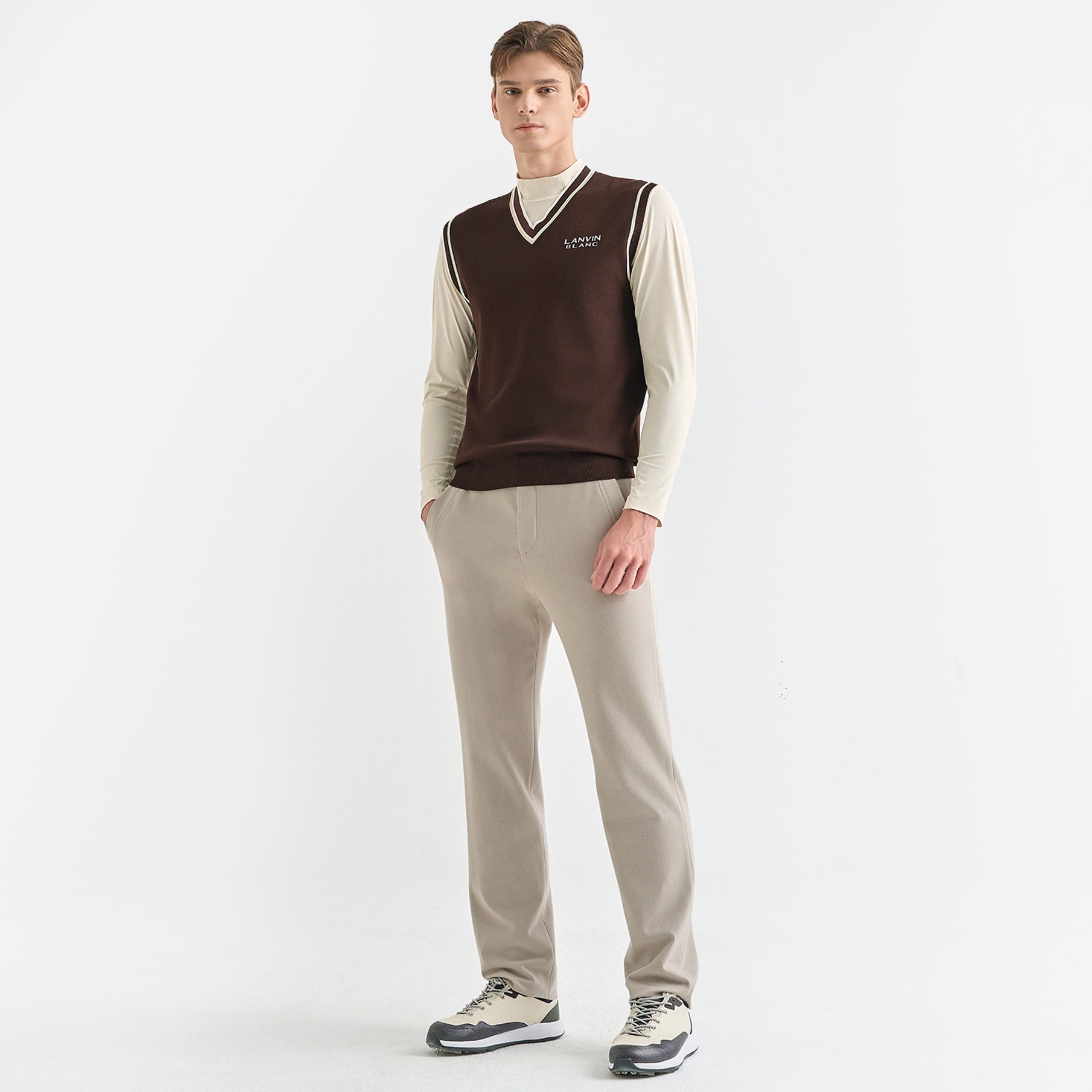 Lanvin Blanc Men's Knit Pants - Sepia Beige - Erthe Golf