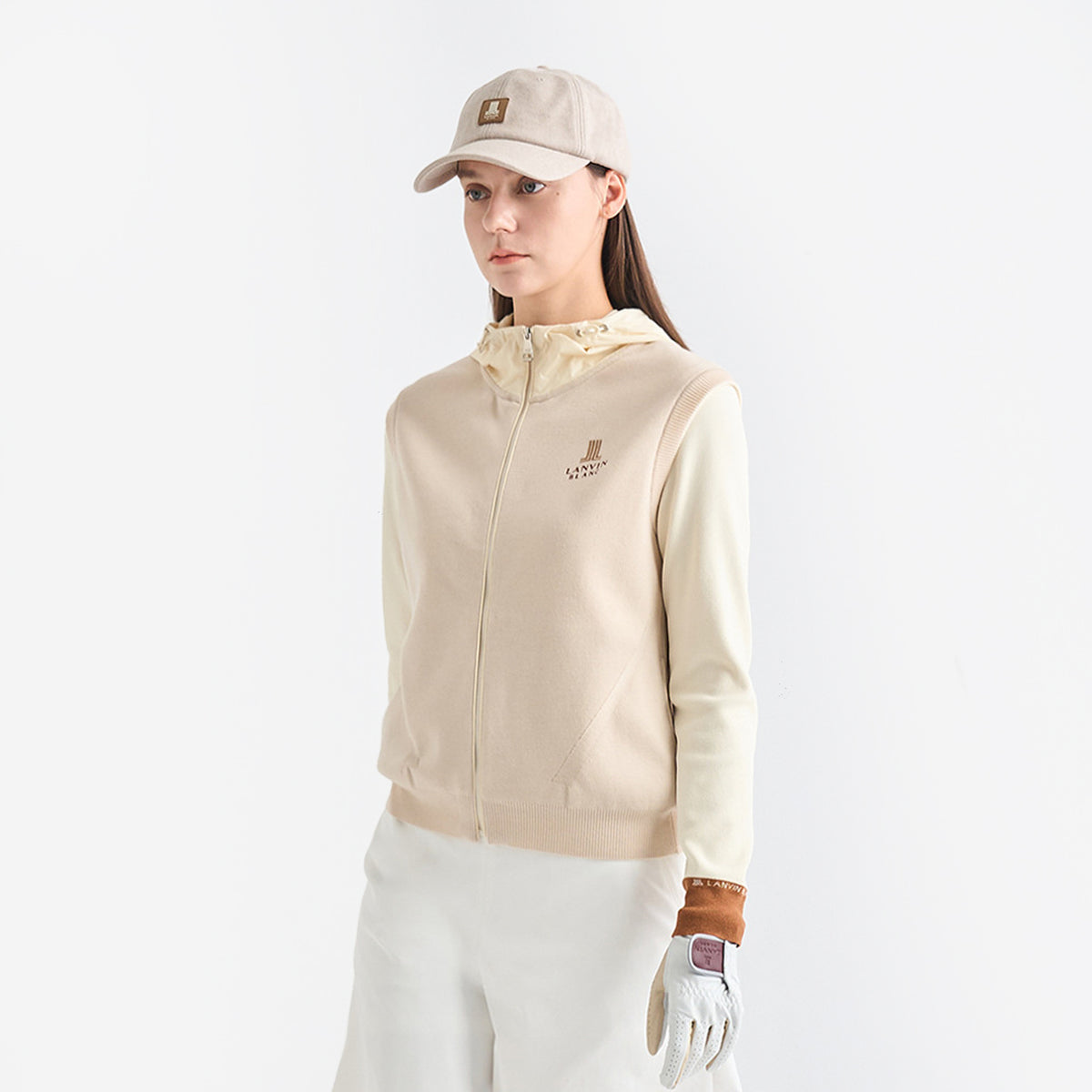 Lanvin Blanc Women's Zip Hoodie - Light Beige - Erthe Golf