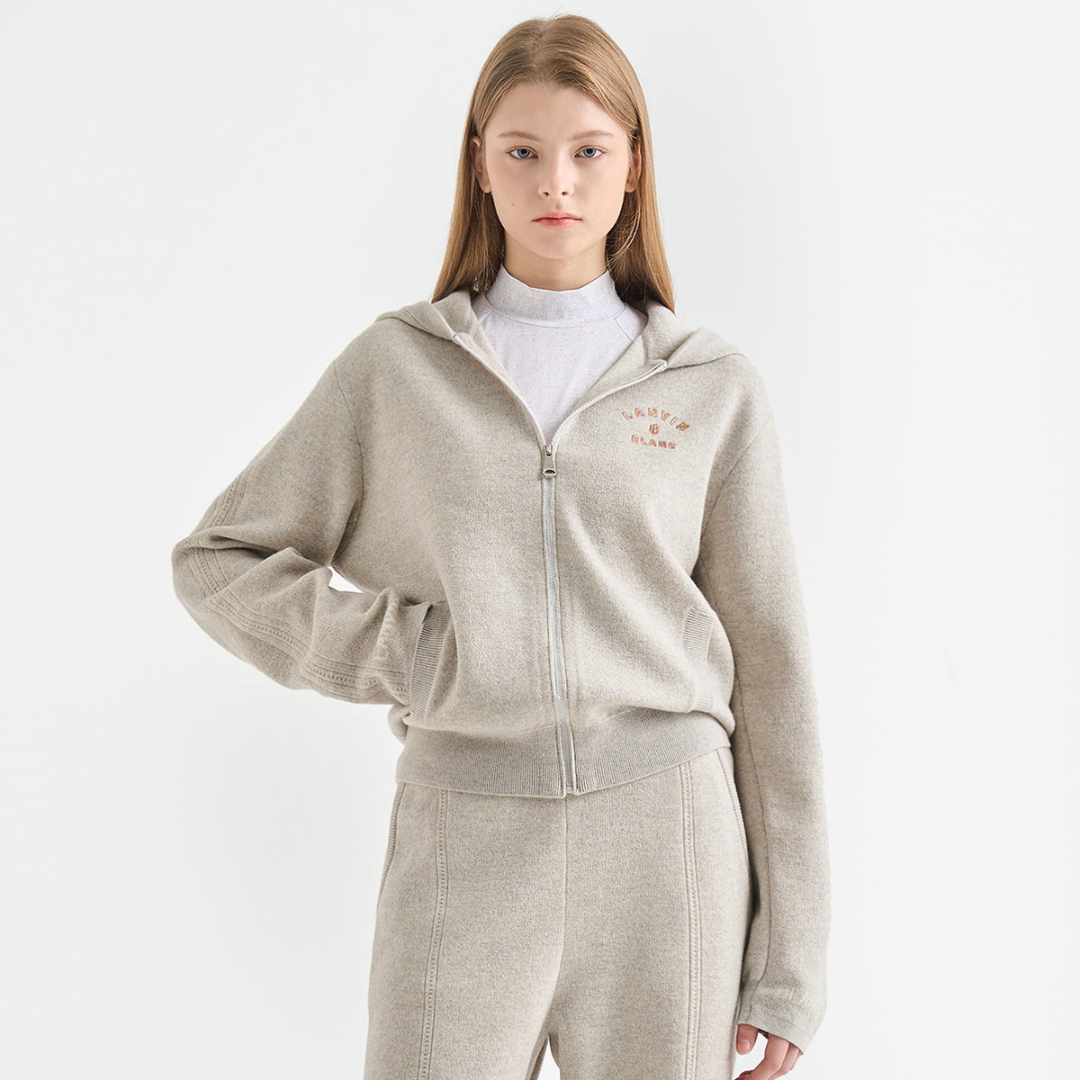 Lanvin Blanc Women's Zip Hoodie - White Grey - Erthe Golf