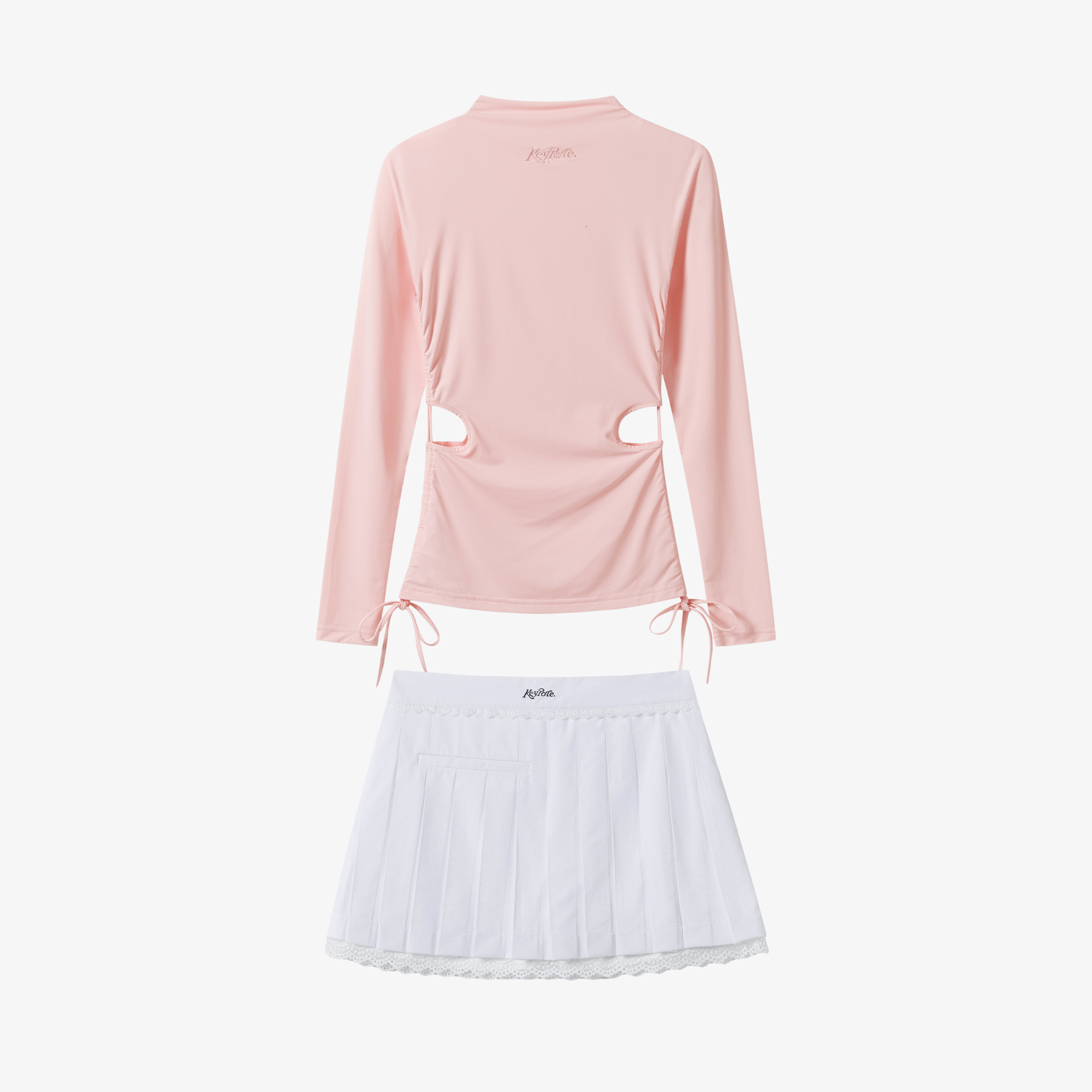 Keypote Women Cut - out Top Skirt Set - Pink/White - Erthe Golf