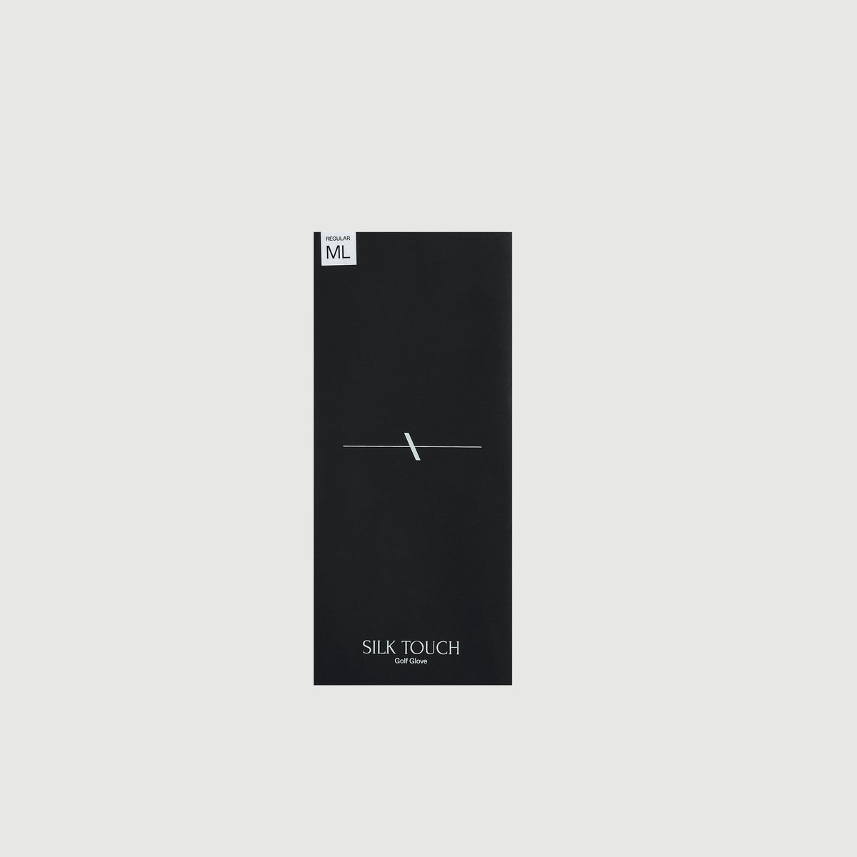 Silk Touch Golf Glove product card with minimalist dark design on cream background - Laclavi Golf