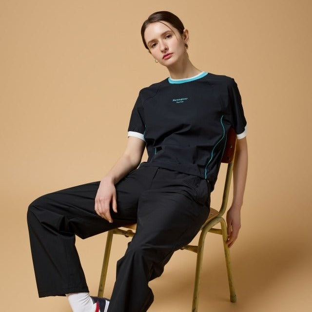 Munsingwear Women's Short - Sleeve Top - Black - Erthe Golf