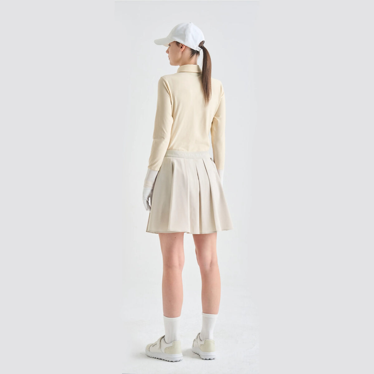 Women's Pleated Stretch Skirt - Oatmeal - Erthe Golf