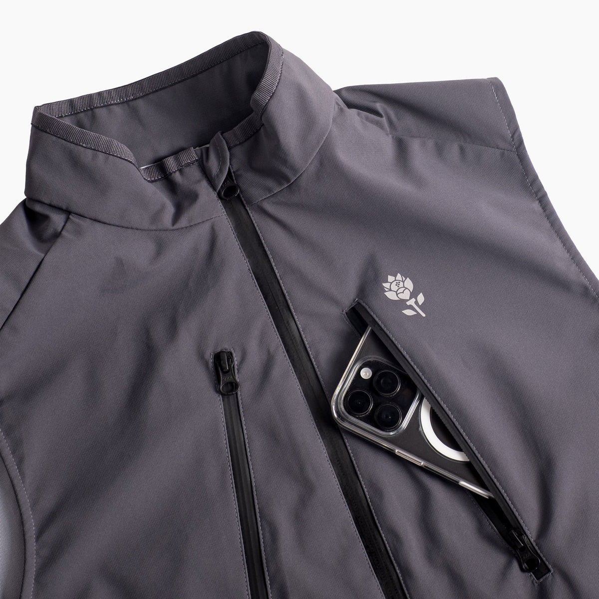 Close view of Men's Performance Vest - Slate Blue - Erthe Golf