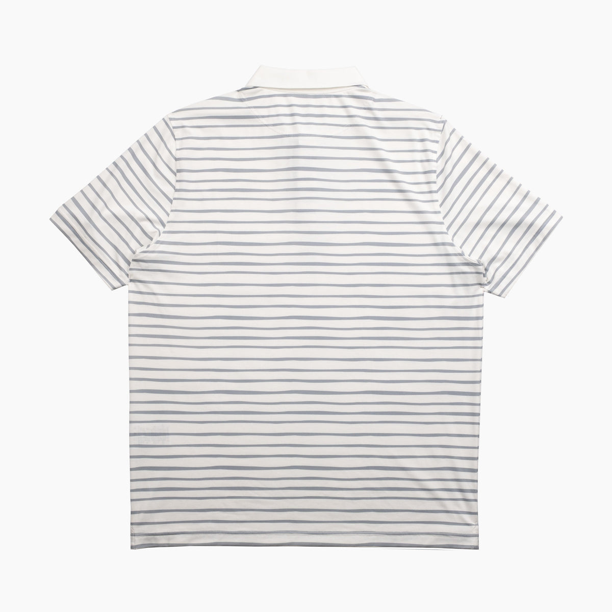 Back view of Men's Striped Polo - White - Erthe Golf