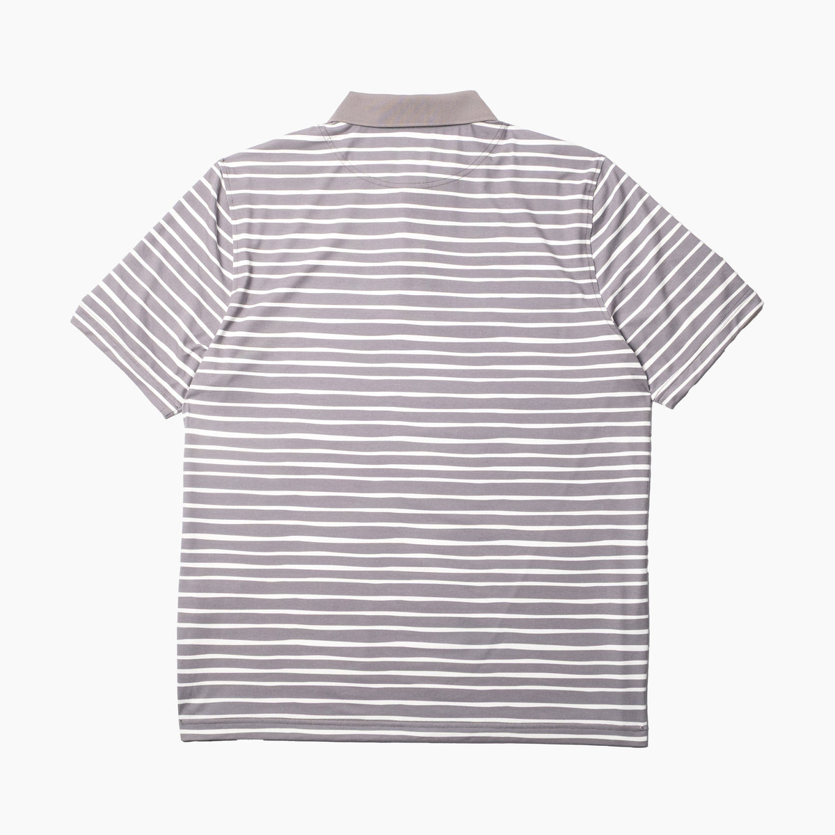 Back view of Men's Striped Polo - Gray - Erthe Golf