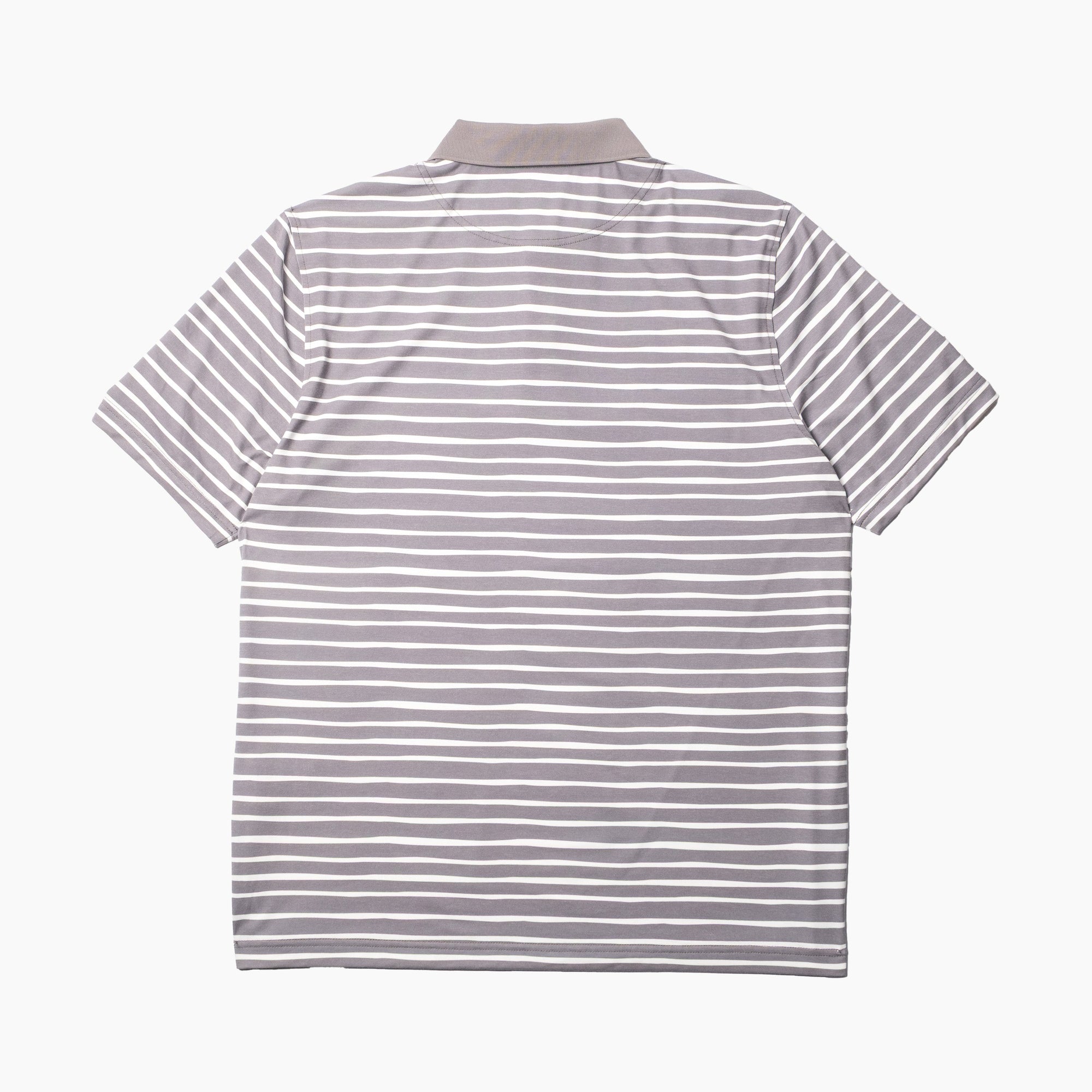 Back view of Men's Striped Polo - Gray - Erthe Golf