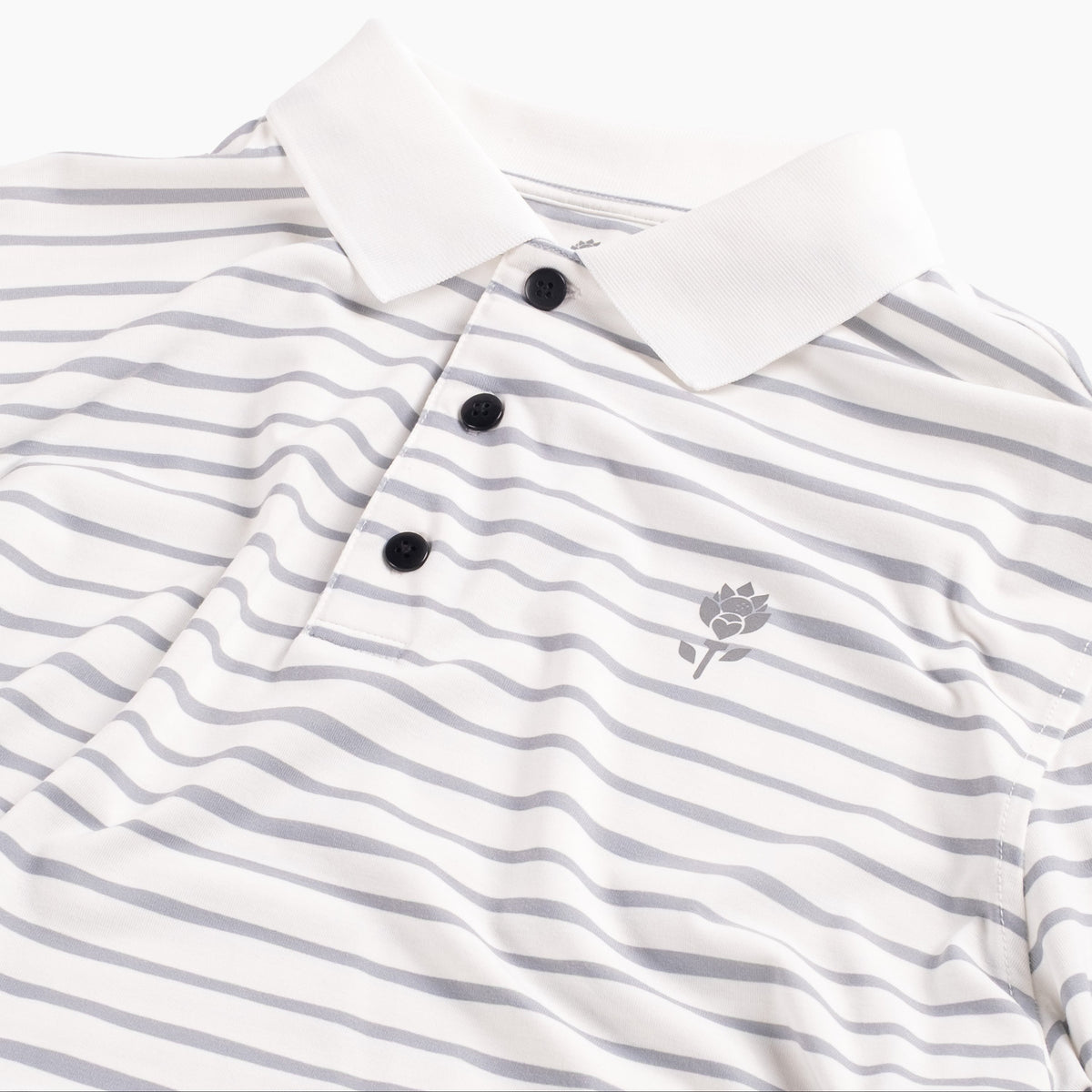 Closer look of Men's Striped Polo - White - Erthe Golf