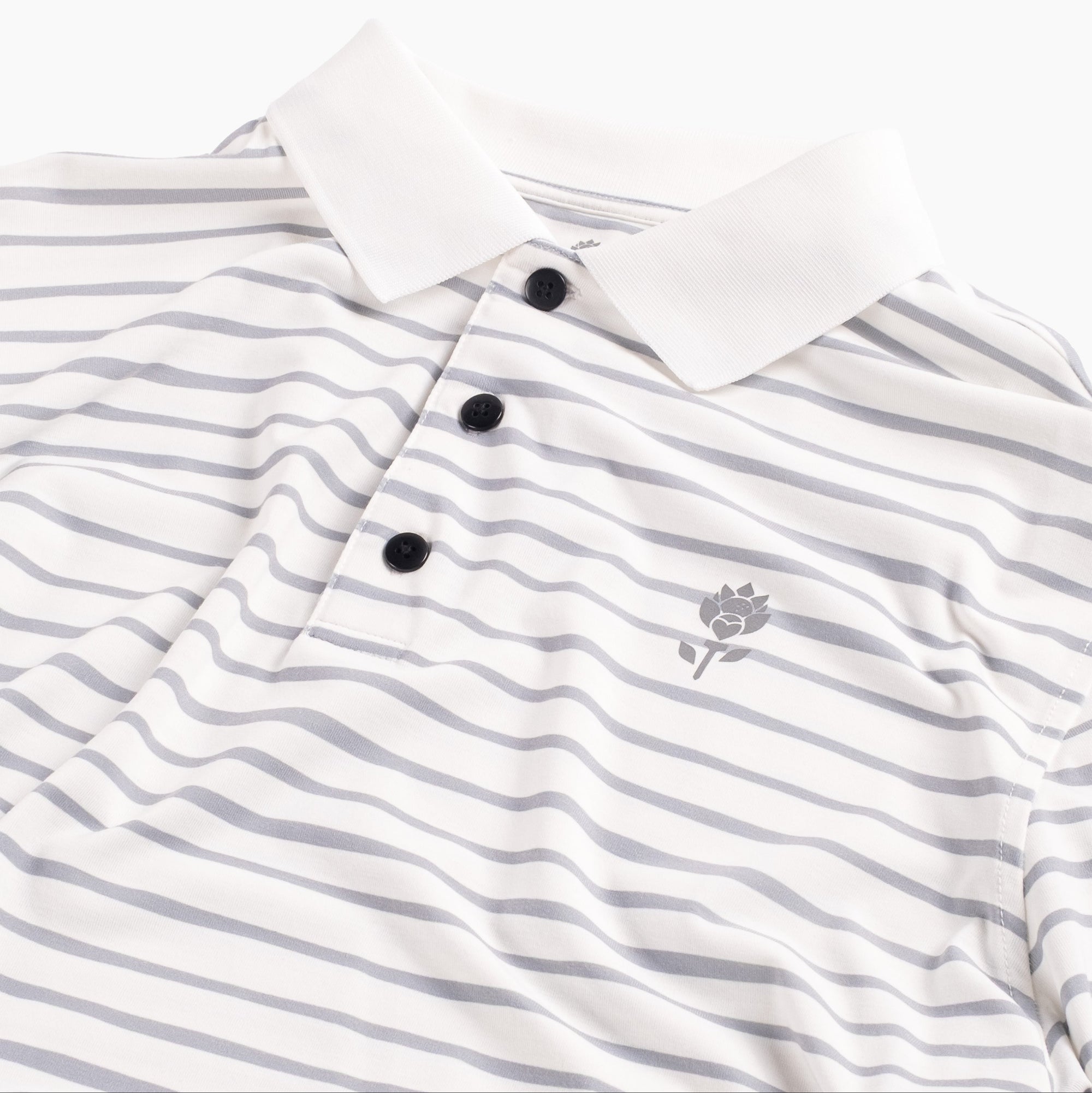 Closer look of Men's Striped Polo - White - Erthe Golf