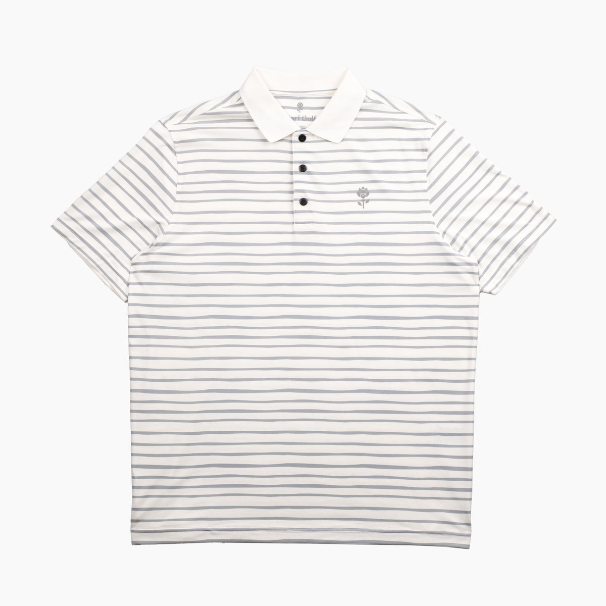 Front view of Men's Striped Polo - White - Erthe Golf