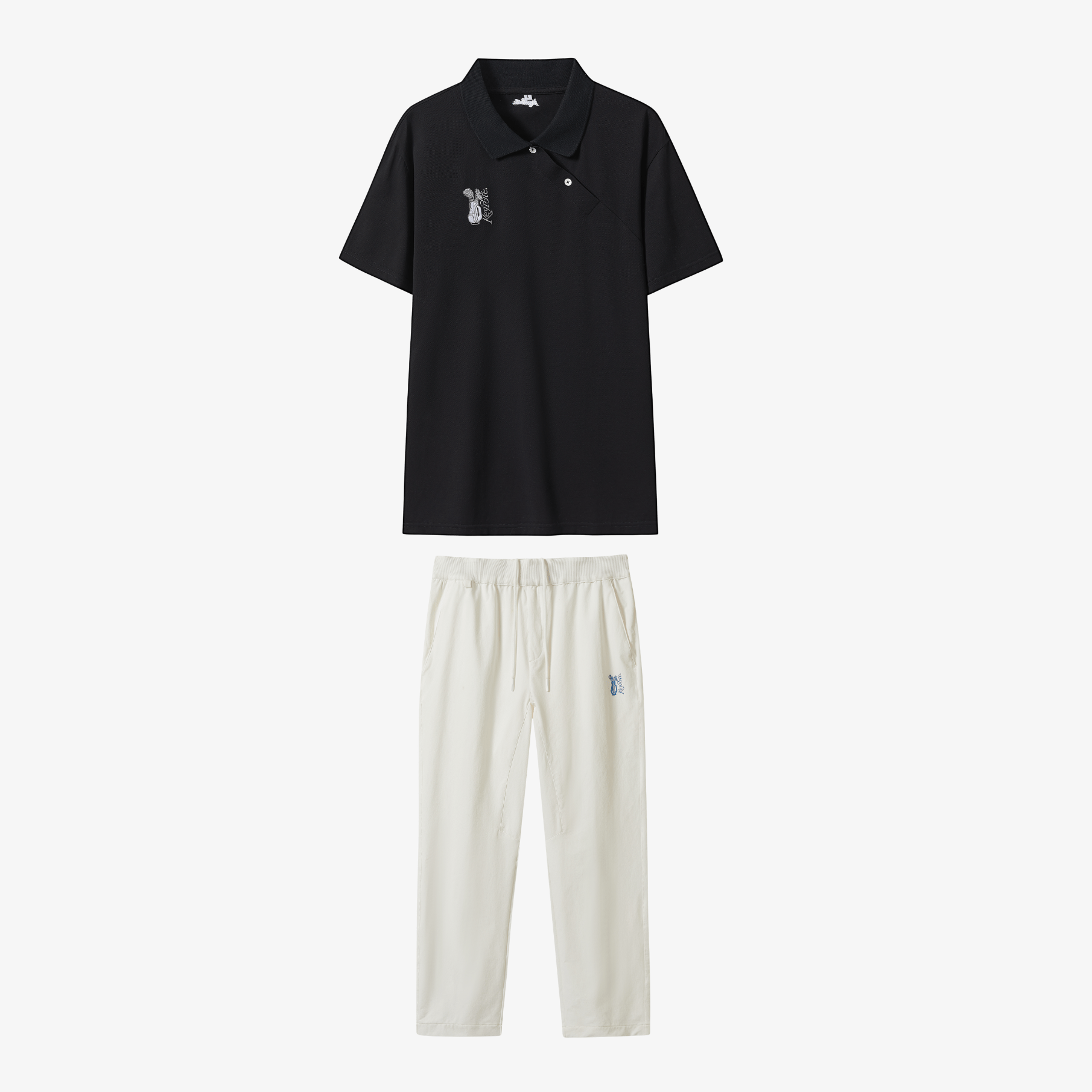 Keypote Men Polo Pants Set - Black/White - Erthe Golf