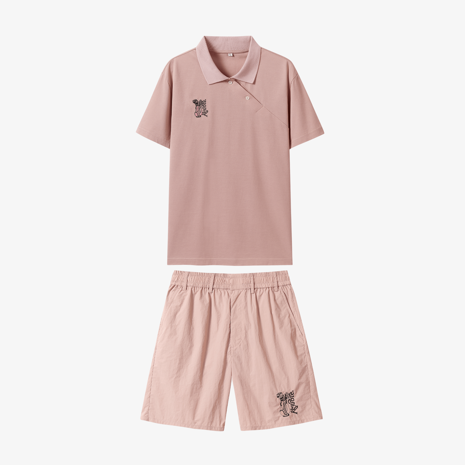 Keypote Men Polo Pants Set - Pink - Erthe Golf