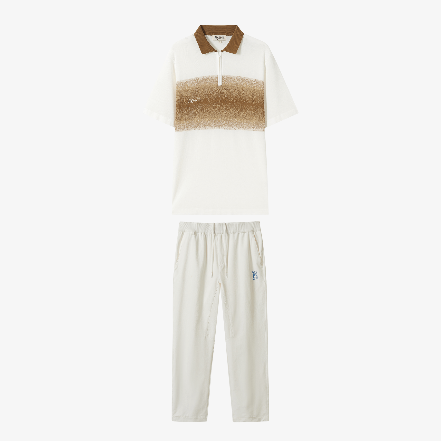 Keypote Men Polo Pants Set - White - Erthe Golf