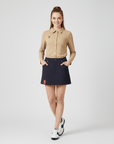 Keypote Women Cropped Shirt Skirt Set - Beige/Navy - Erthe Golf