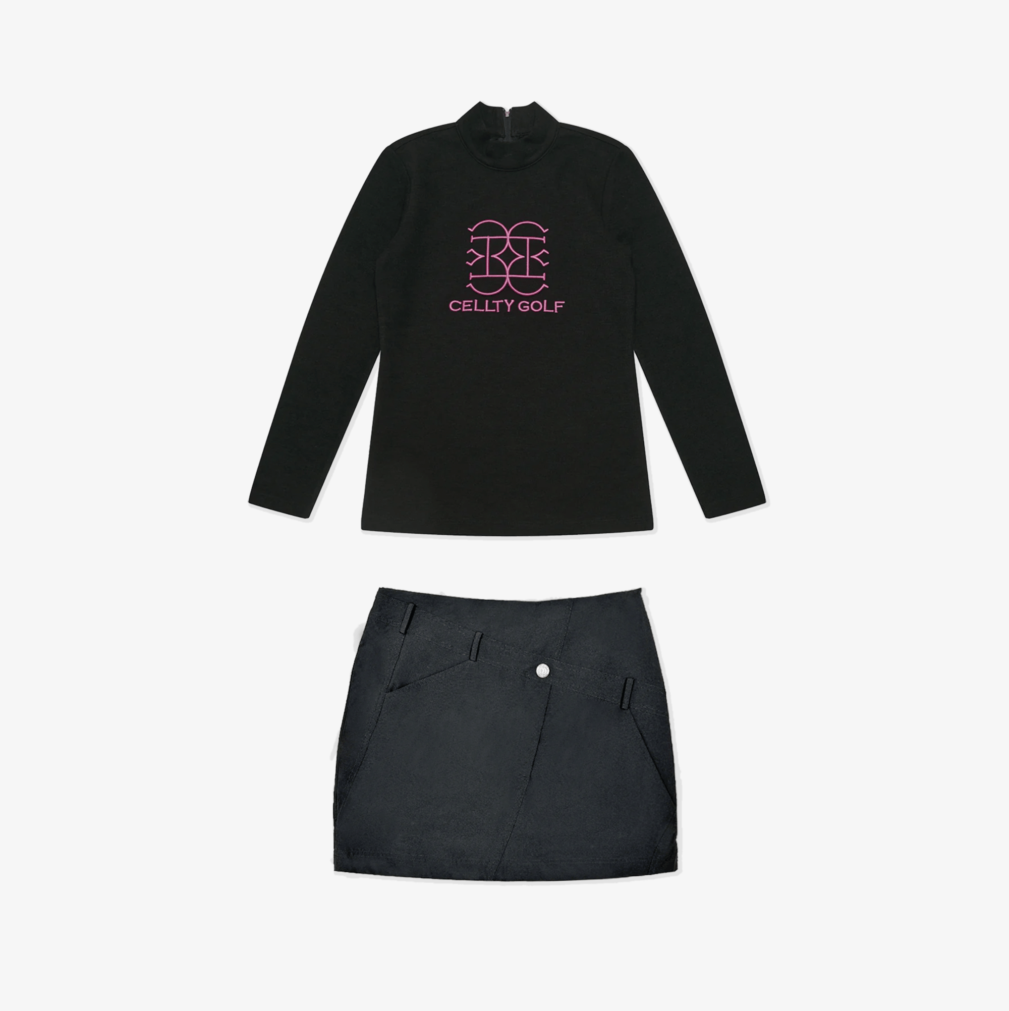Black Pink Winter Skort Set