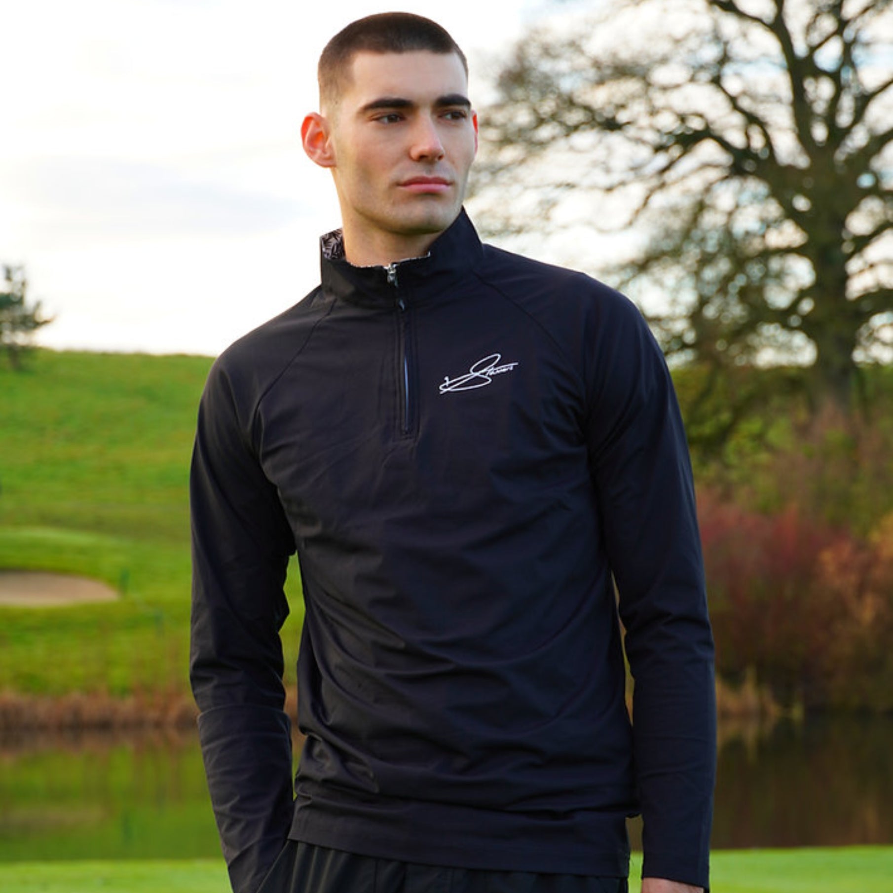 Men's Onyx Quarter Zip - Black - Erthe Golf