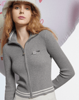 Women's Zip Knit Cardigan - Gray - Erthe Golf