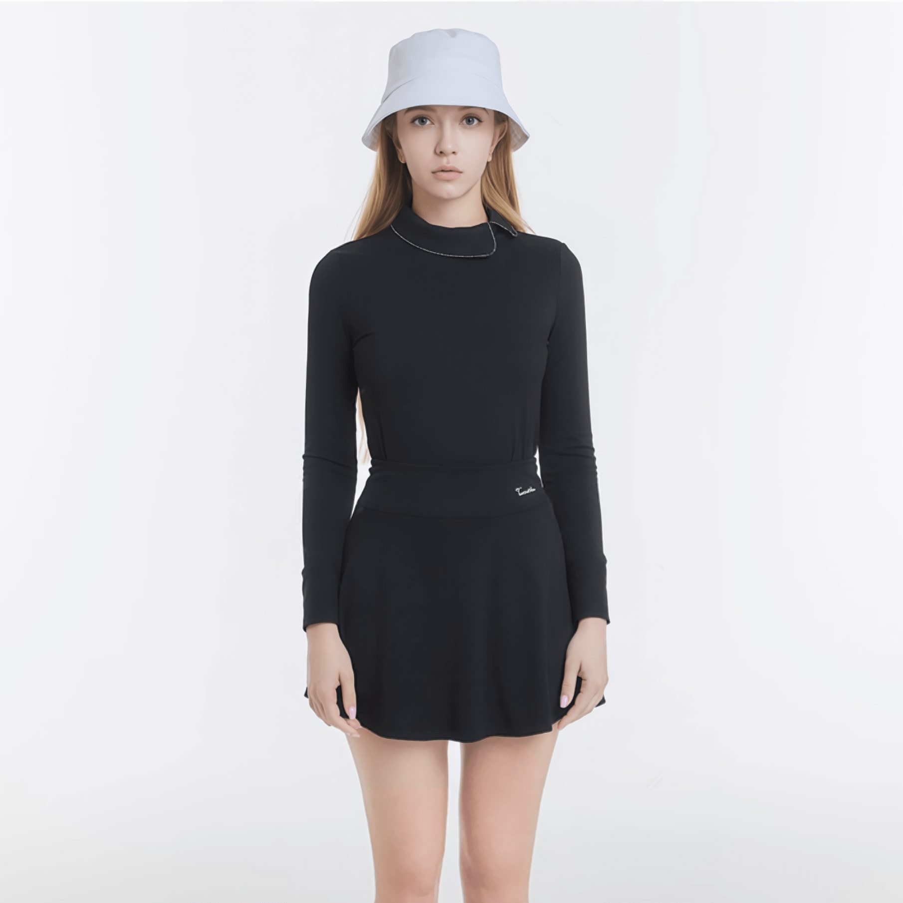 Women's Rhinestone Collar Top - Black - Erthe Golf