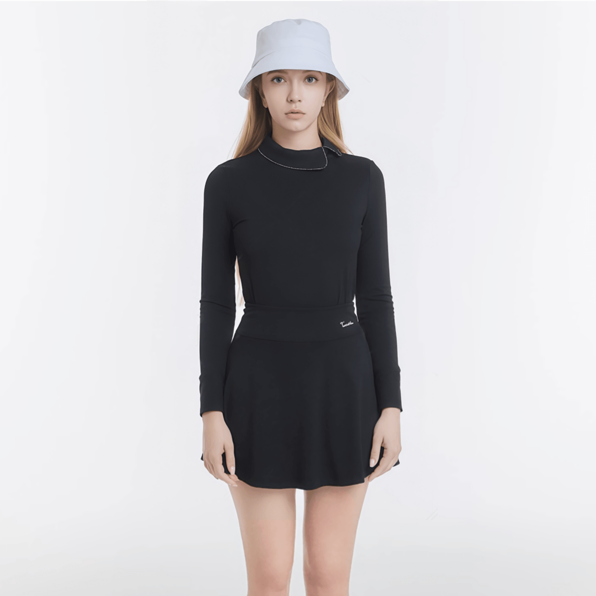 Women's Rhinestone Collar Top - Black - Erthe Golf