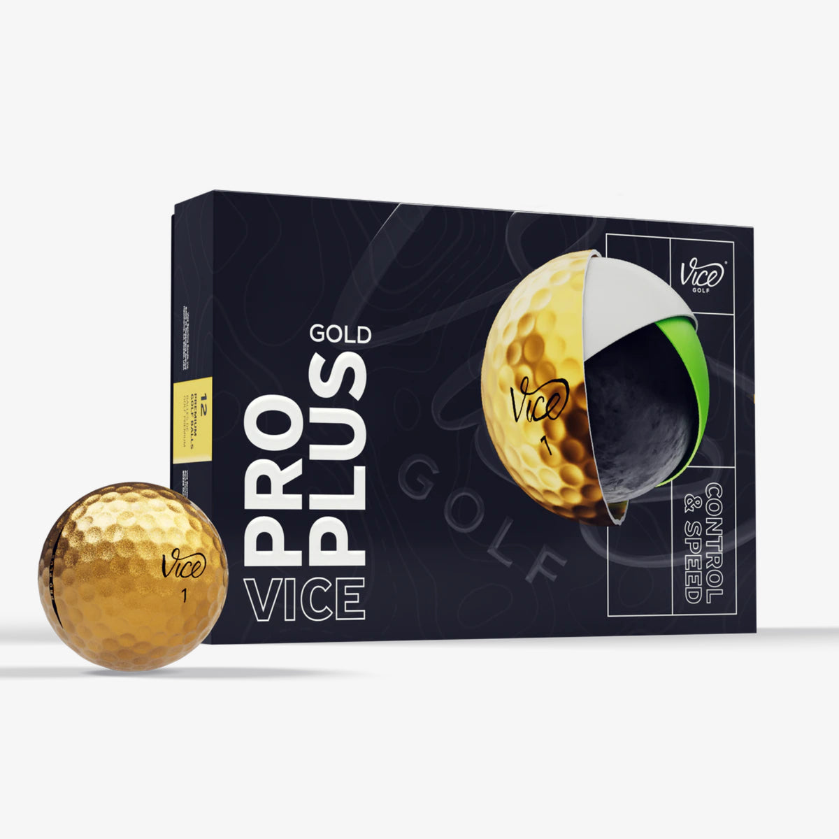 Vice Pro Plus Golf Balls - Gold - Erthe Golf