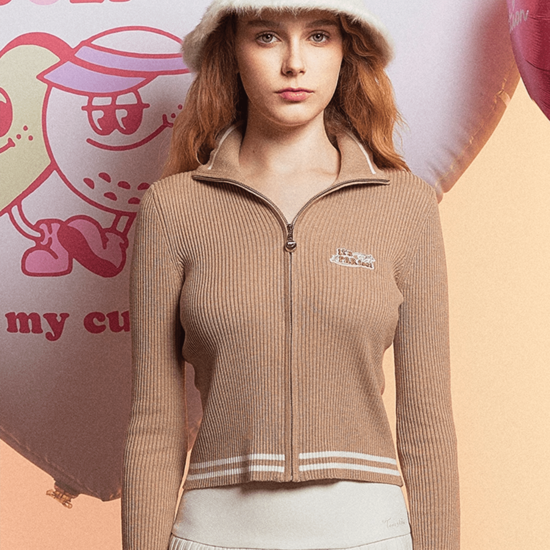 Women&#39;s Zip Knit Cardigan - Khaki - Erthe Golf