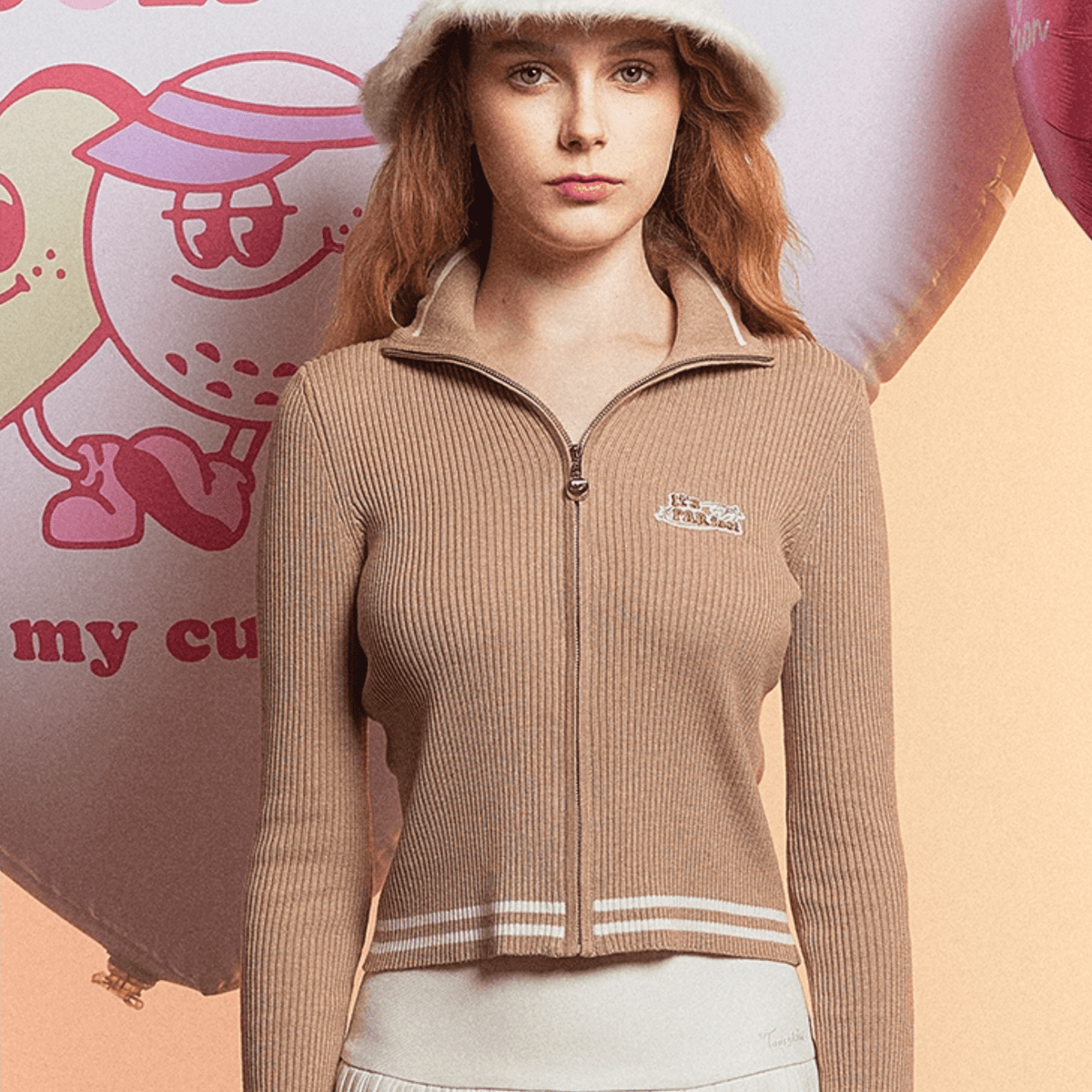 Women's Zip Knit Cardigan - Khaki - Erthe Golf