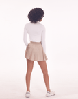 Women's Pleated Skort - Khaki - Erthe Golf