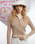 Women's Zip Knit Cardigan - Khaki - Erthe Golf